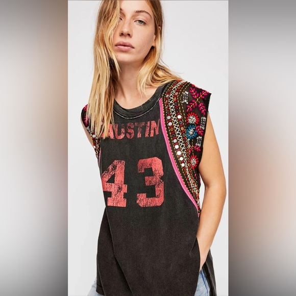 Free People We The Free Summer Nights Tee AUSTIN 43 Size XL - Picture 1 of 6